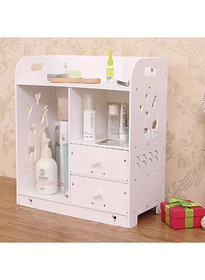 Deer Up Down Model White Plastic Bathroom Vanity Organizer With Drawers Open Shelves - Image 1